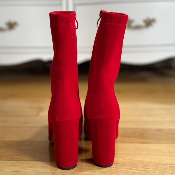 Red Velvet Booties | Size 37 - Picture 4 of 4